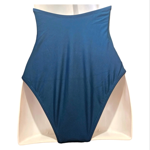 Cupshe One piece swimsuit V Neck Halter Backless Ruched Women XS Ocean Blue - Picture 5 of 7